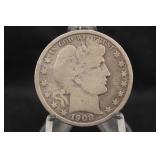 1908-S Barber Silver Half Dollar