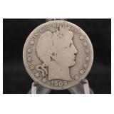 1909-P Barber Silver Half Dollar