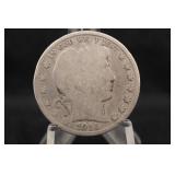 1911-P Barber Silver Half Dollar