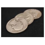 Lot of 3 Pre-64 Washington 90% Silver Quarters