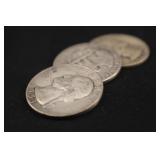 Lot of 3 Pre-64 Washington 90% Silver Quarters