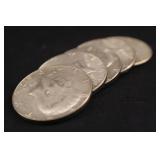 Lot of 5 40% Silver Kennedy Half Dollars