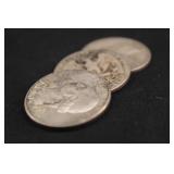 Lot of 3 Pre-64 Washington 90% Silver Quarters