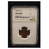 1955-S MS66 Red Lincoln Wheat Cent