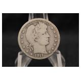 1911-D Barber Silver Quarter