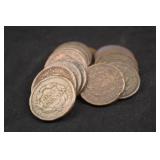 Lot of 14 Mixed Date Large Cent Coins