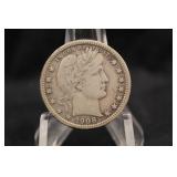 1908-D Barber Silver Quarter