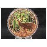 1oz .999 Copper Whitetail Deer Round