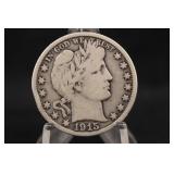 1915-S Barber Silver Half Dollar