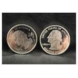 Lot of 2 90% Silver Washington Quarter Proofs