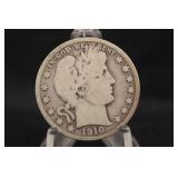 1910-S Barber Silver Half Dollar