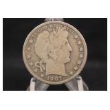 1907-D Barber Silver Half Dollar