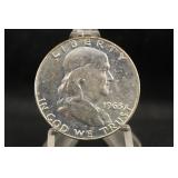 1963-D Uncirculated Franklin Silver Half Dollar