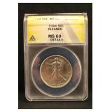 1944 Certified Walking Liberty Silver Half Dollar