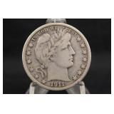 1911-P Barber Silver Half Dollar