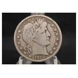1912-P Barber Silver Half Dollar