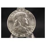 1963-D Uncirculated Franklin Silver Half Dollar