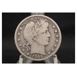 1909-O Barber Silver Half Dollar