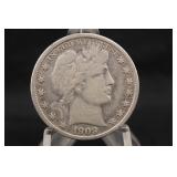 1909-S Barber Silver Half Dollar