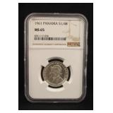 1961 MS65 Panama 1/4 Balboa Silver Coin