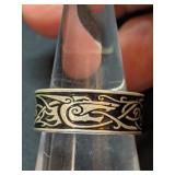 .925 Silver Viking Wolf Ring Size  7   7.3g