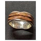 .925 Silver Band With Copper Wrapping Size  6