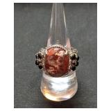 .925 Silver Natural Eudialyte Ring Size 7