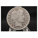 1908-S Barber Silver Half Dollar
