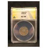 1868 AU58 Certified Shield Nickel