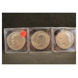 Lot of 3 Mixed Date Eisenhower Dollars Dates Below