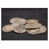 Lot of 10 90% Silver Barber Dimes