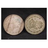 Lot of 2 Mexico Un Peso Silver Coins