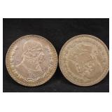 Lot of 2 1961 Mexico Un Peso Silver Coins