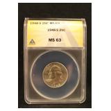 1948-S MS63 Washington Silver Quarter Certified