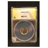 1958-D MS64 Roosevelt Silver Dime Certified