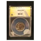 1964-D MS65 Washington 90% Silver Quarter