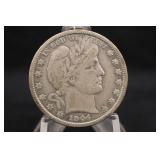 1904-S Barber Silver Half Dollar
