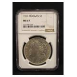 1921-P MS63 NGC Morgan Silver Dollar