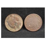 1897 British India 1/2 Pice Coin with V-Nickel Lot