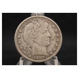 1907-O Barber Silver Half Dollar