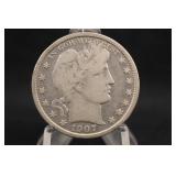1907-P Barber Silver Half Dollar