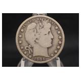 1906-S Barber Silver Half Dollar