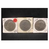 Lot of 3 Mixed Date Eisenhower Dollars