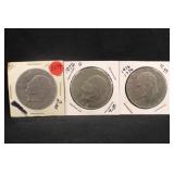 Lot of 3 Mixed Date Eisenhower Dollars