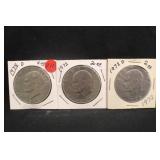 Lot of 3 Mixed Date Eisenhower Dollars