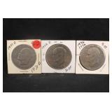 Lot of 3 Mixed Date Eisenhower Dollars