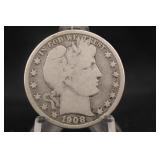1908-S Barber Silver Half Dollar
