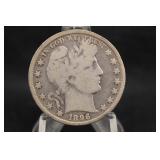 1896-P Barber Silver Half Dollar