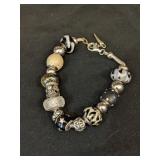 .925 Silver Pandora Style Bracelet  37.4g