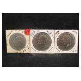 Lot of 3 Mixed Date Eisenhower Dollars